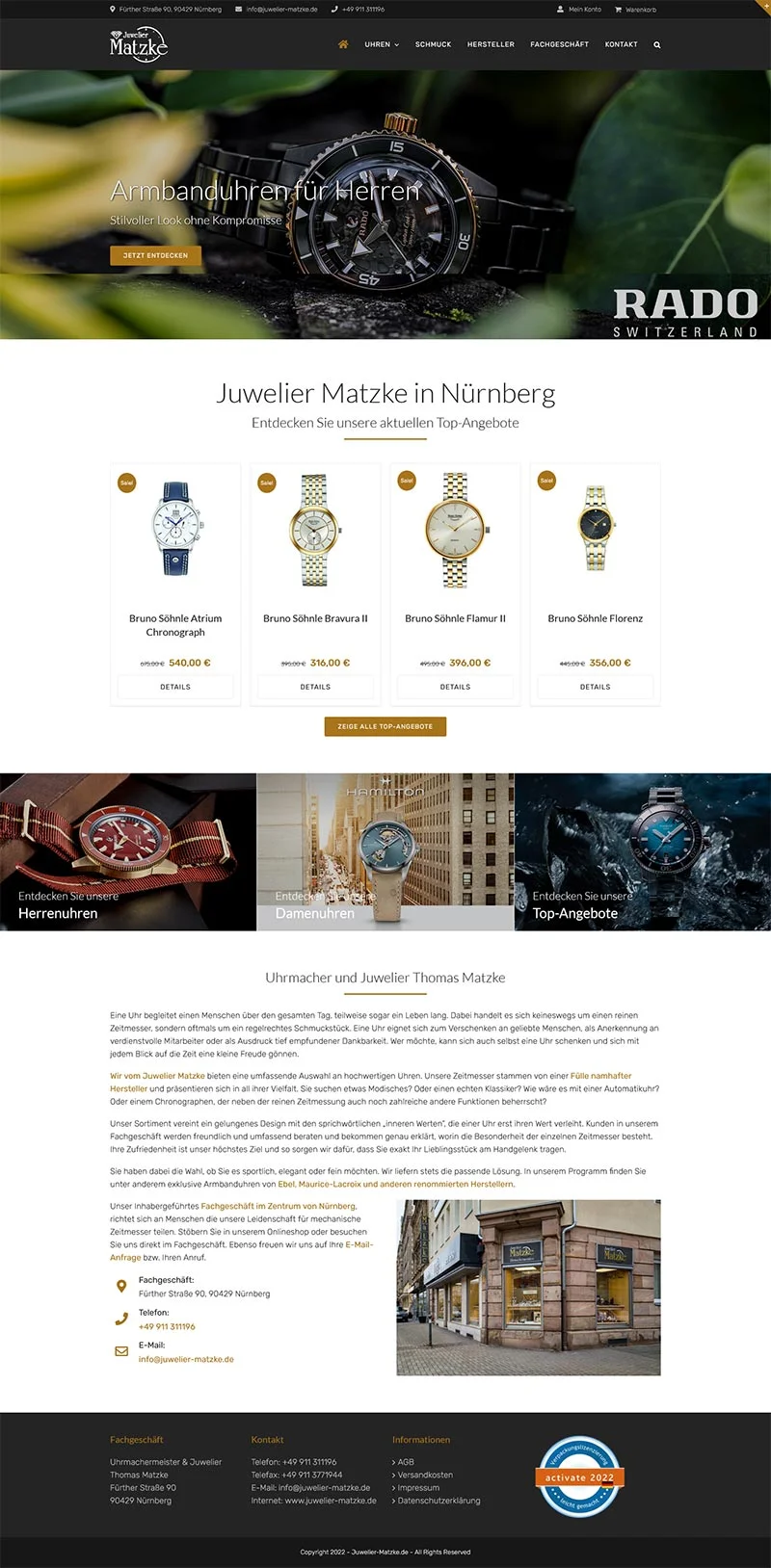 Juwelier Matzke – Screenshot Fullsize Startseite Juwelier Matzke Onlineshop - Screenshot Fullsize Startseite