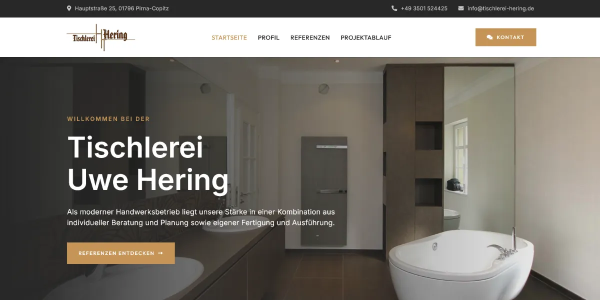 Tischlerei Hering – Screenshot Desktop Tischlerei Hering