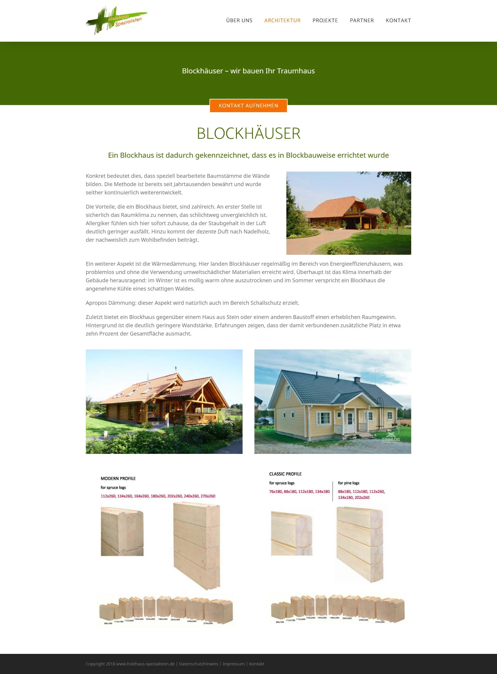 Die Holzhaus-Spezialisten - Screenshot Fullsize Unterseite