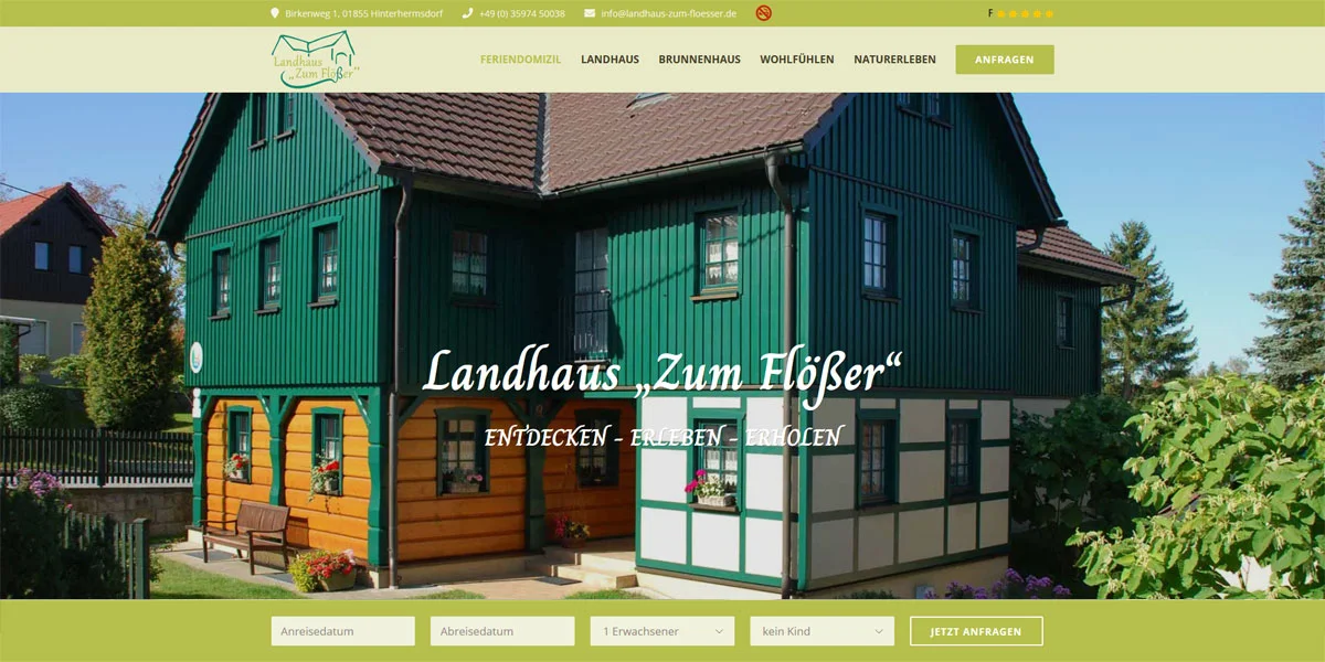 Landhaus „Zum Flößer“ – Screenshot Desktop Landhaus „Zum Flößer“