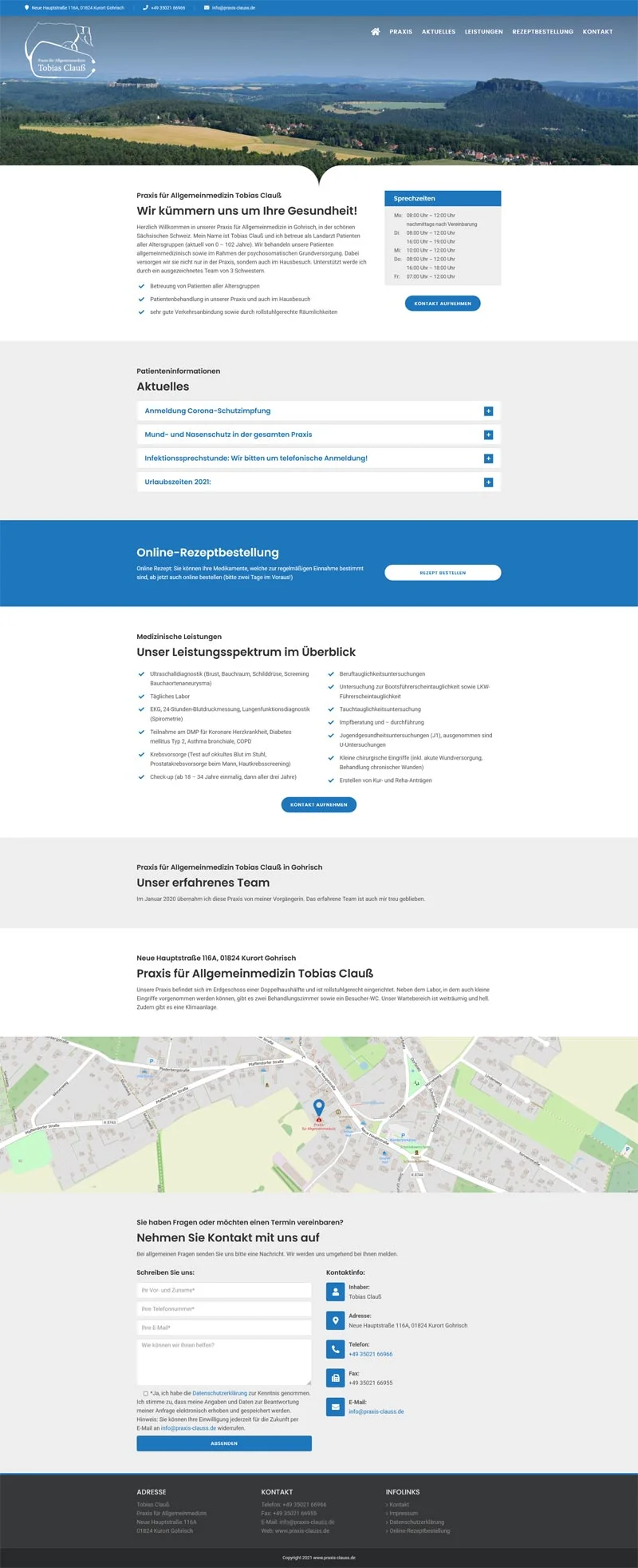Praxis für Allgemeinmedizin Tobias Clauß – Screenshot Fullsize Startseite Praxis für Allgemeinmedizin Tobias Clauß - Screenshot Fullsize Startseite