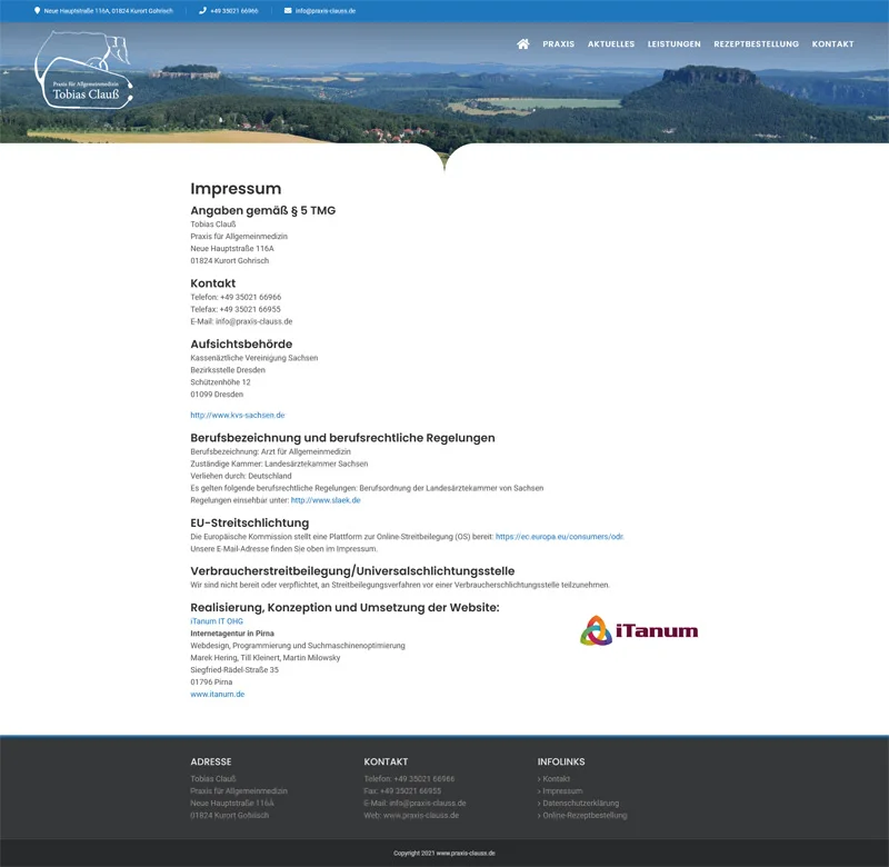 Praxis für Allgemeinmedizin Tobias Clauß – Screenshot Fullsize Unterseite Praxis für Allgemeinmedizin Tobias Clauß - Screenshot Fullsize Unterseite