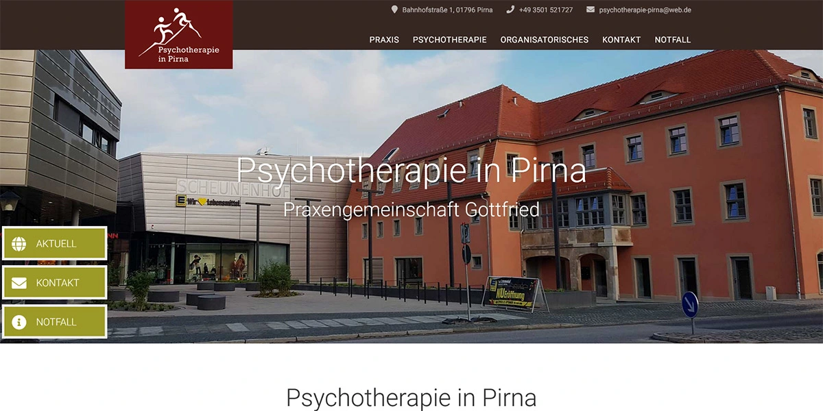 Praxengemeinschaft Gottfried für Psychotherapie in Pirna – Screenshot Desktop Praxis für Psychotherapie Gottfried in Pirna