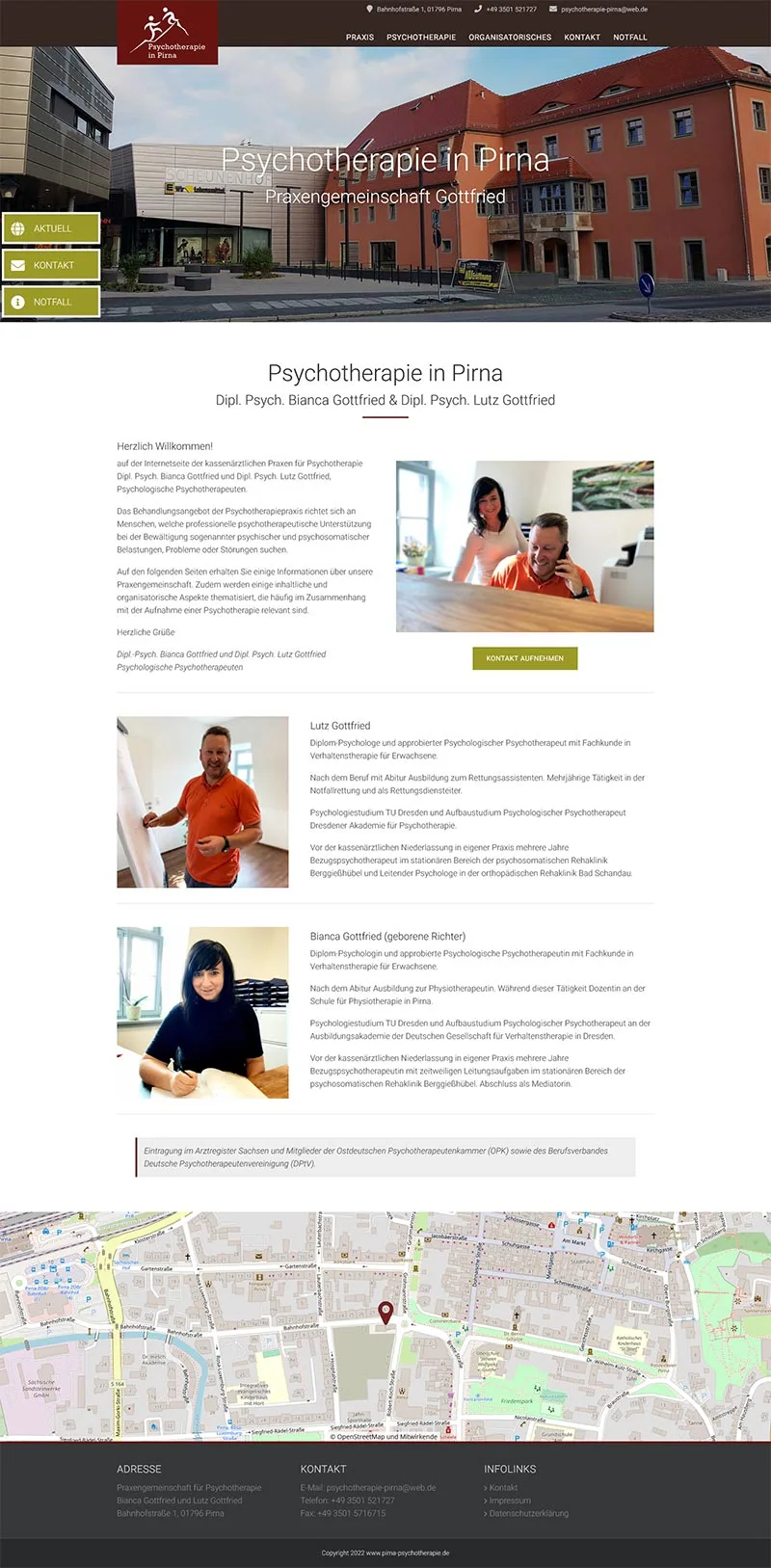Praxengemeinschaft Gottfried für Psychotherapie in Pirna – Screenshot Fullsize Startseite Praxis für Psychotherapie Gottfried - Screenshot Fullsize Startseite