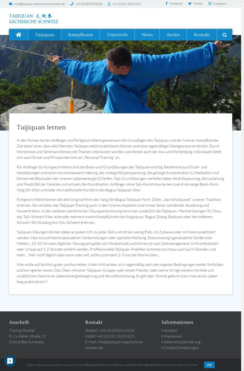 Taijiquan Sächsische Schweiz - Screenshot Fullsize Unterseite