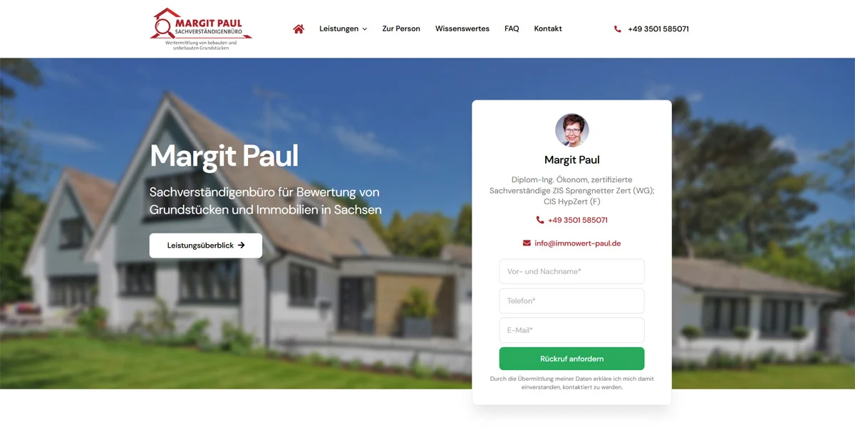 Sachverständigenbüro Margit Paul – Screenshot Desktop Sachverständigenbüro Margit Paul