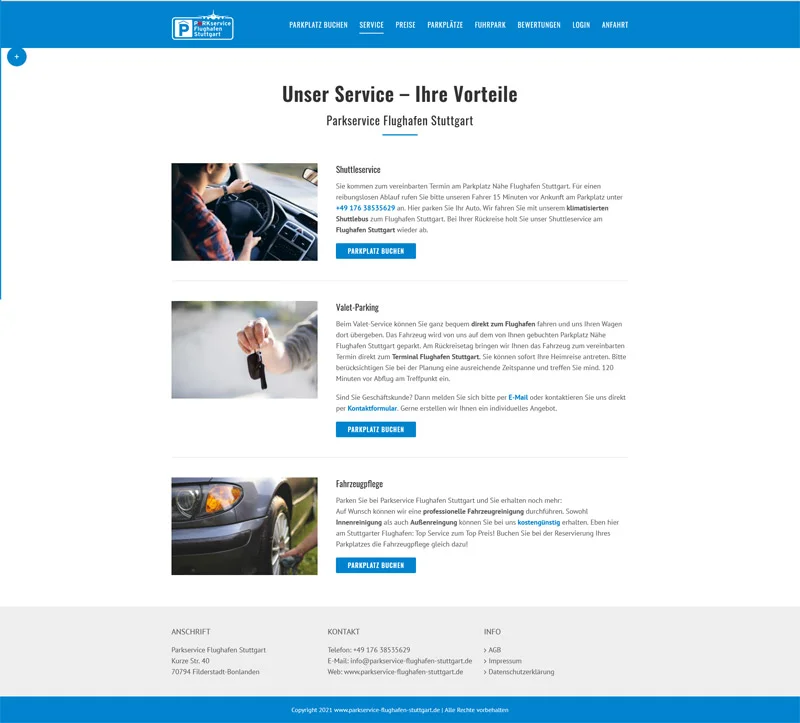 Parkservice Flughafen Stuttgart – Screenshot Fullsize Unterseite Parkservice Flughafen Stuttgart - Screenshot Fullsize Unterseite