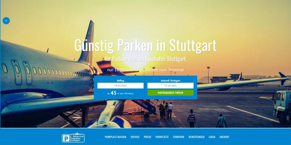 Parkservice Flughafen Stuttgart – Screenshot Desktop Parkservice Flughafen Stuttgart
