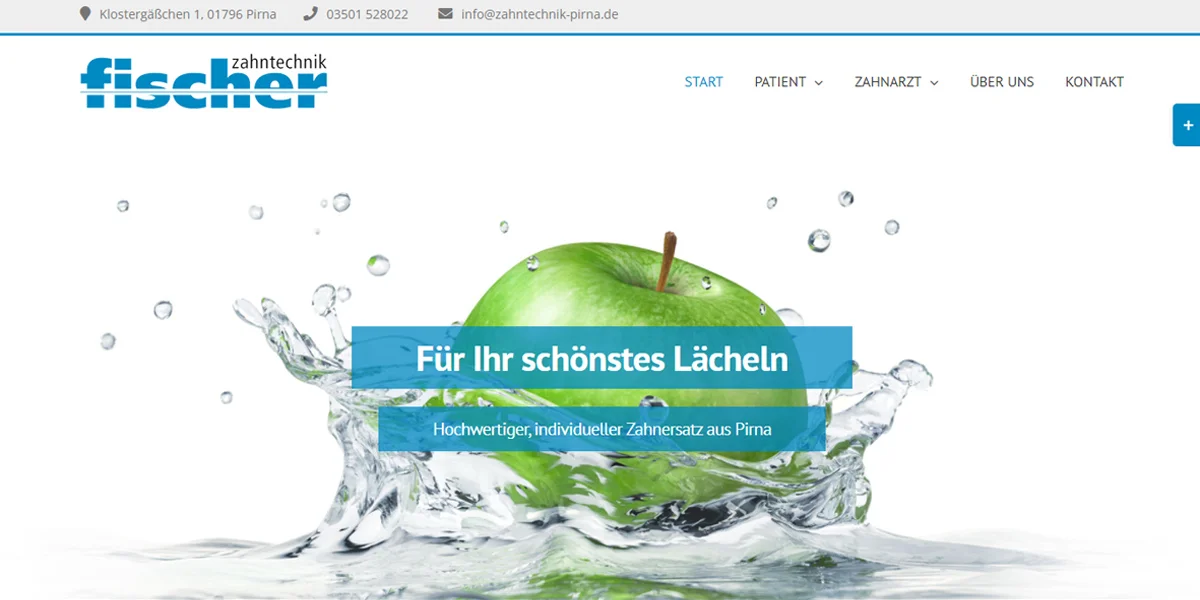 Zahntechnik Fischer aus Pirna – Screenshot Desktop Zahntechnik Fischer aus Pirna