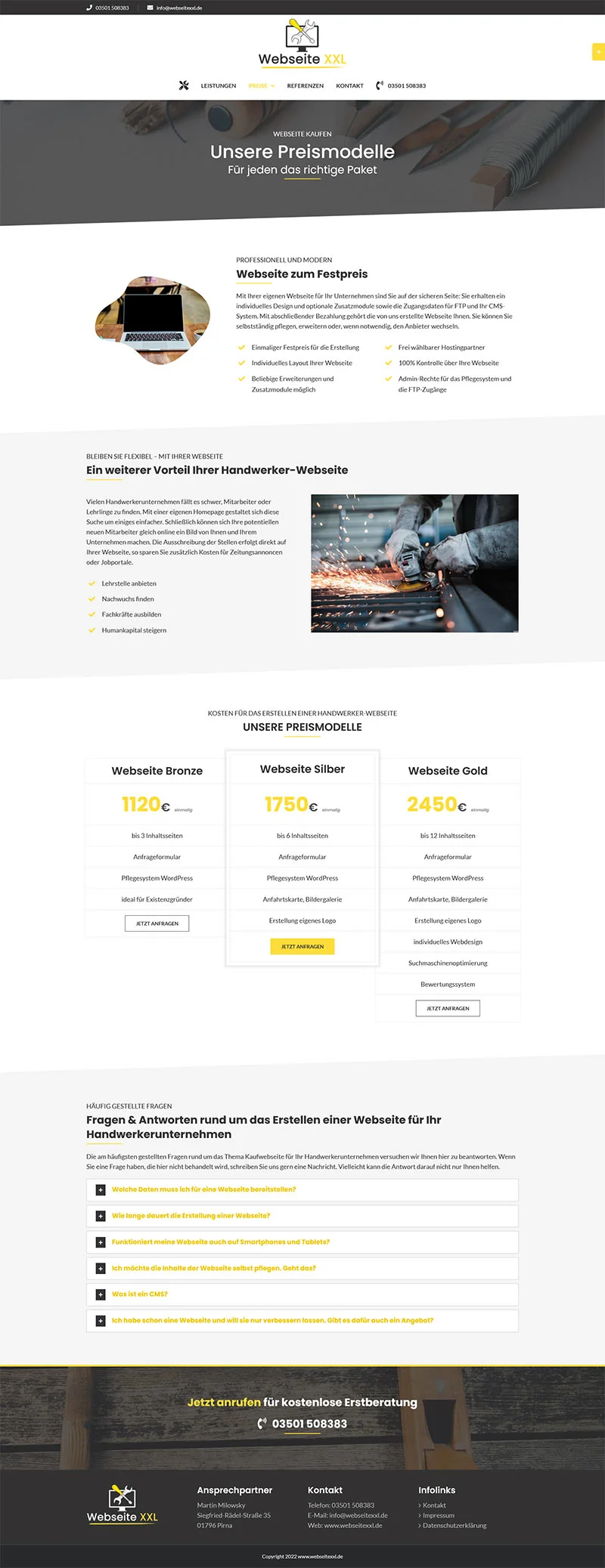 Webseite XXL – Websites für Handwerker aus Pirna und Umgebung – Screenshot Fullsize Unterseite Webseite XXL - Screenshot Fullsize Unterseite