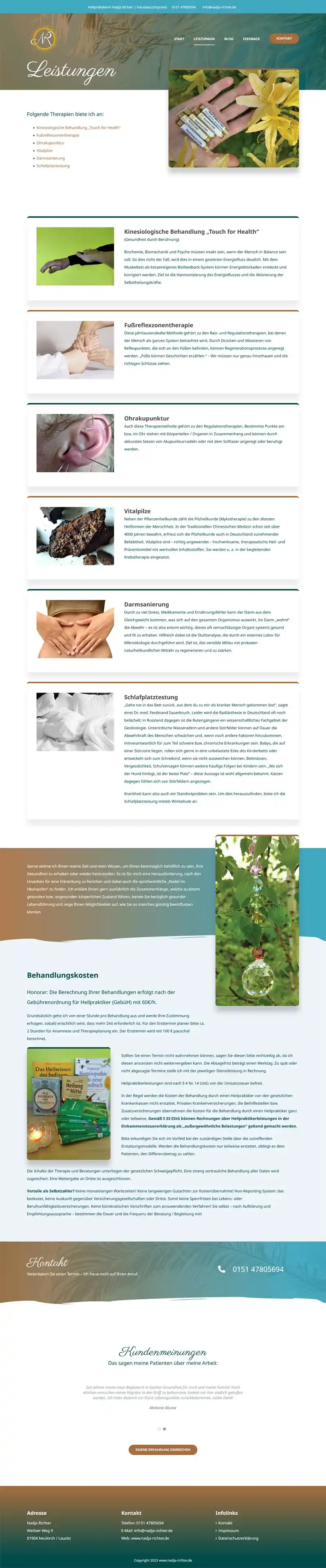 Referenz – Heilpraktikerin Nadja Richter – Screenshot Fullsize Unterseite Naturheilpraktikerin Nadja Richter - Screenshot Fullsize Unterseite