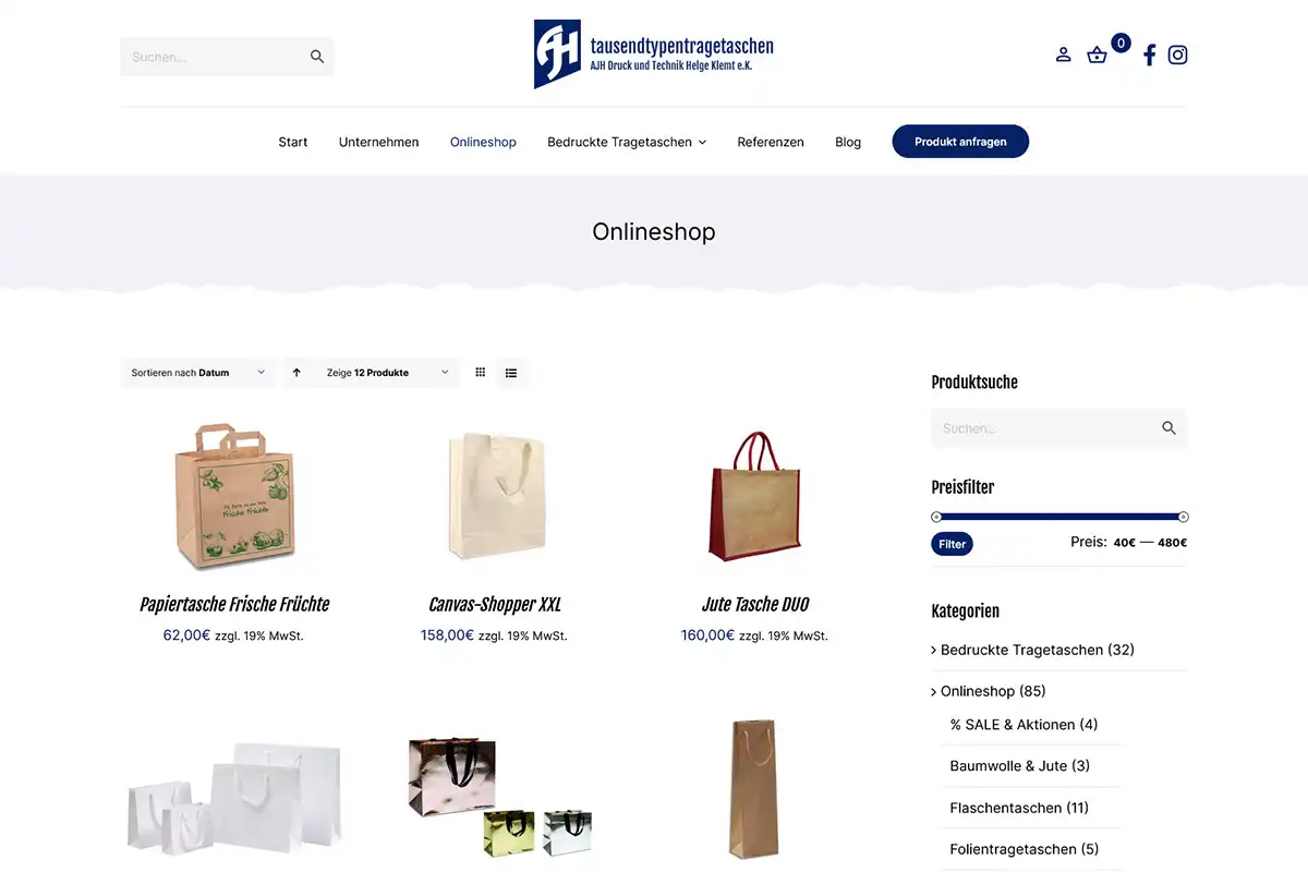 Blog - neuer Onlineshop Tausendtypentragetaschen