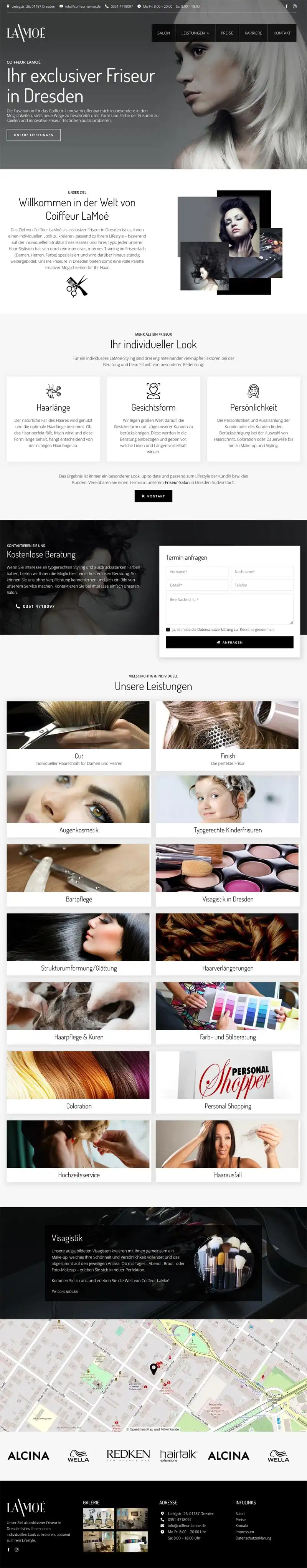 Coiffeur LaMoé - Screenshot Fullsize Startseite