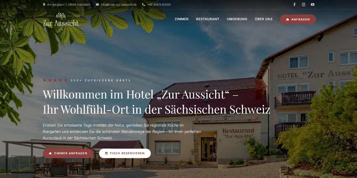 Hotel "Zur Aussicht" in Hohnstein - Screenshot Desktop