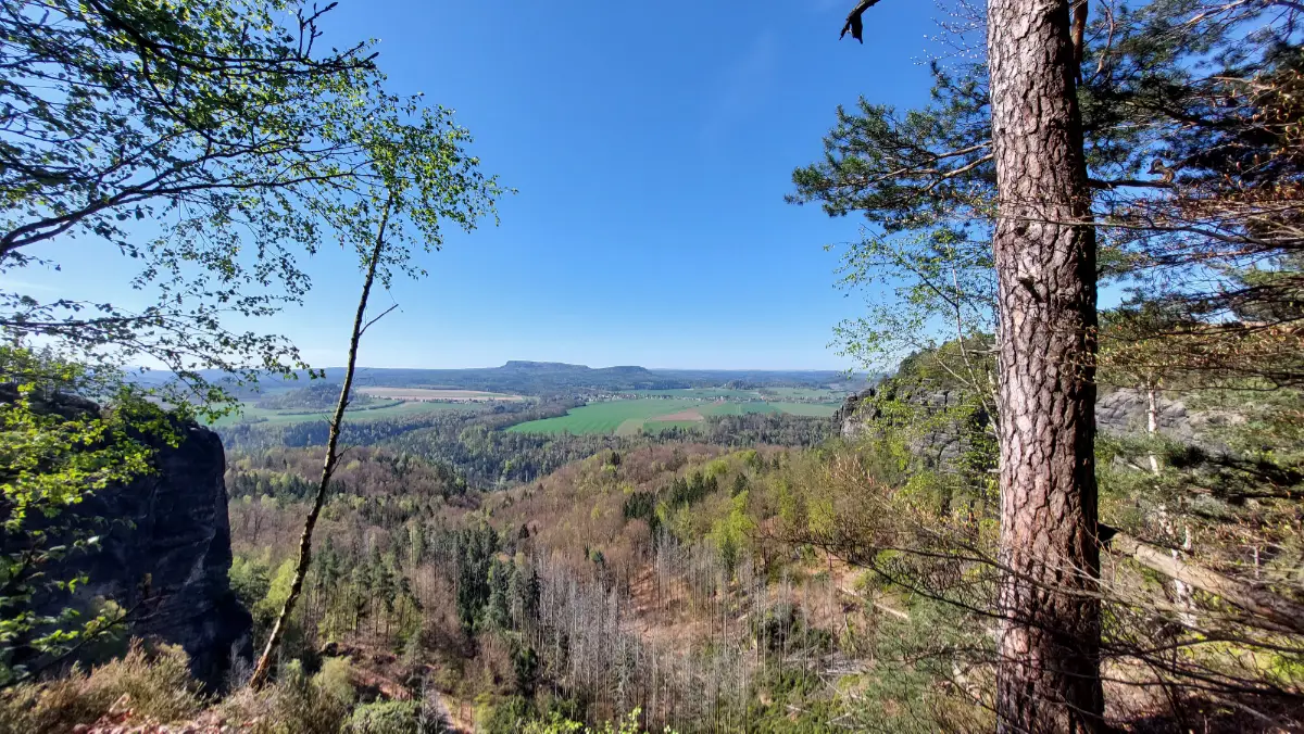 Wanderung durch die Schrammsteine - Blick auf den Zschirnstein