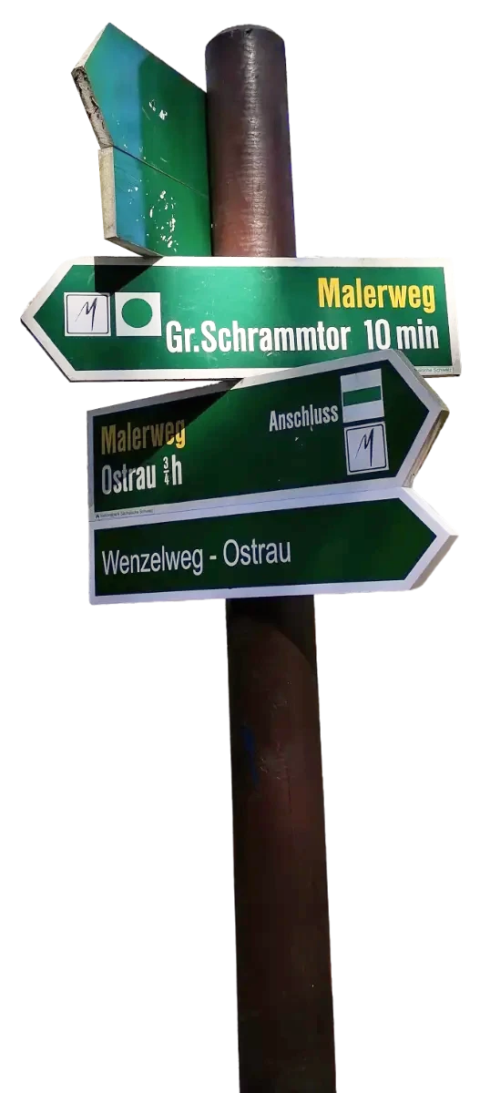 Wanderung durch die Schrammsteine – Wegweiser Wegweiser